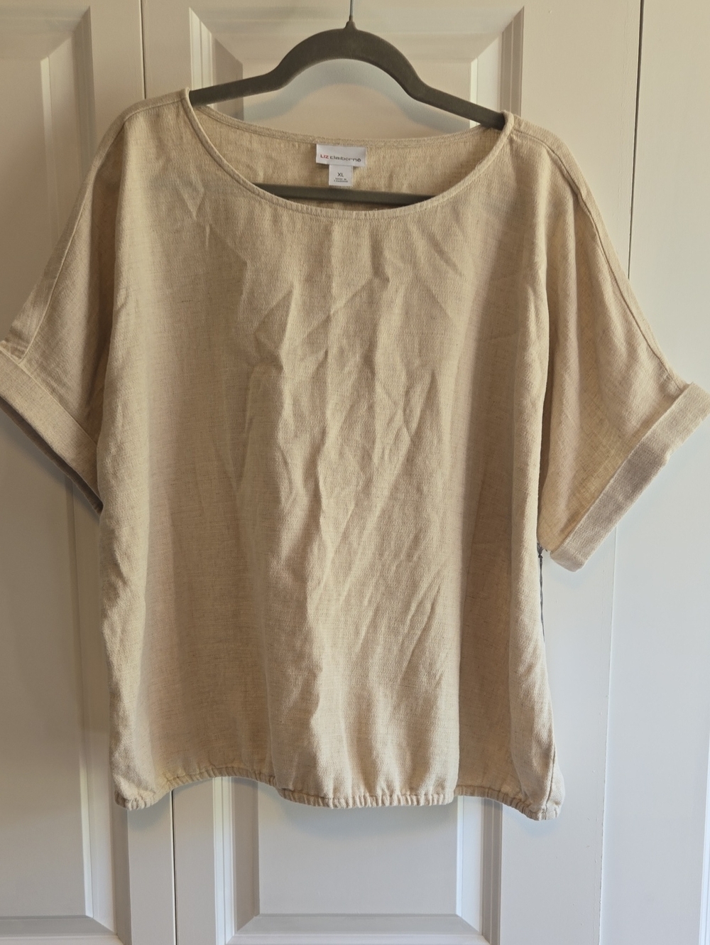 Liz Claiborne Neutral Beige Short Sleeve Top